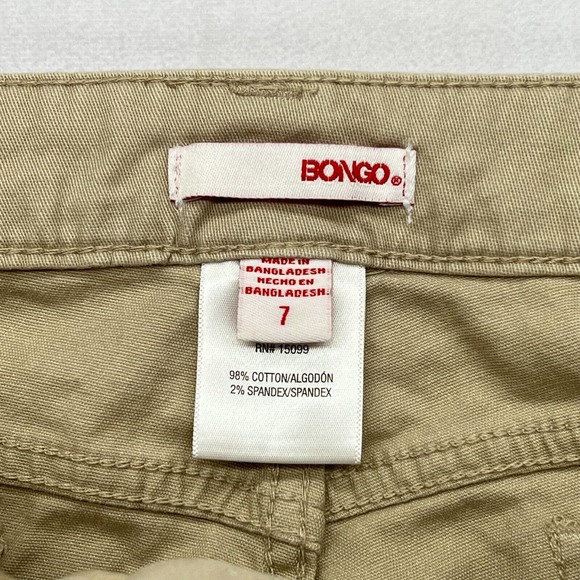 Bongo Jeans Womens Ankle Biters Juniors 7 Tan Khaki Slim Zip Ankles Stretch - Picture 3 of 8